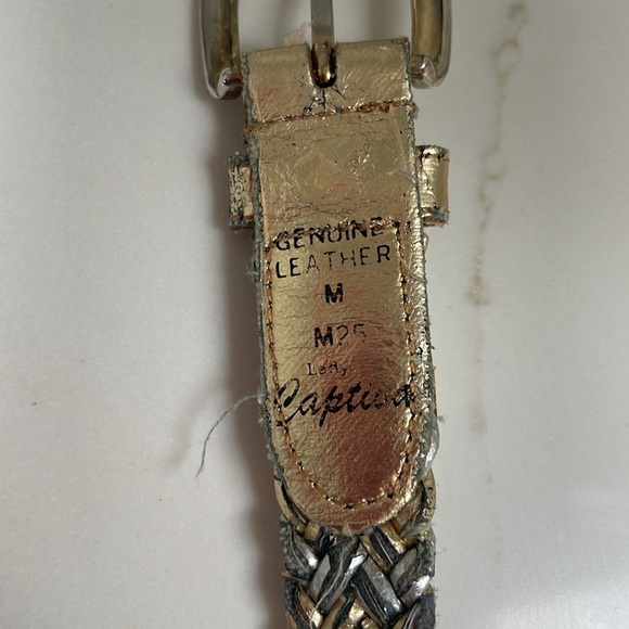VTG Gold and silver tone braided leather belt (25 in) - Picture 5 of 7